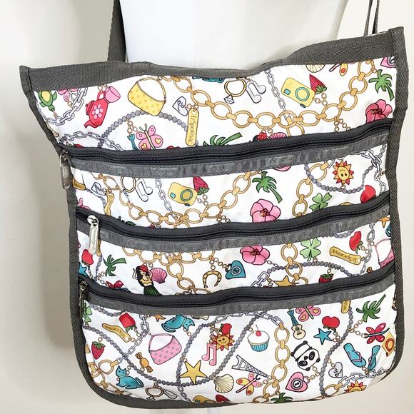 LeSport Sac Crossbody 3 zipper front Charms Colorful - Picture 1 of 9